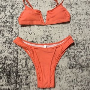 Orange/choral bikini set